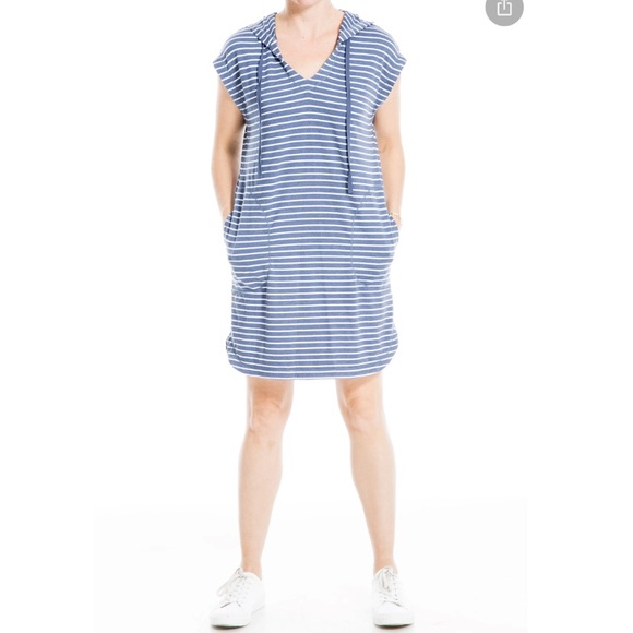 Max studio Striped Short Sleeve Hoodie Dress - NWT - Picture 1 of 4